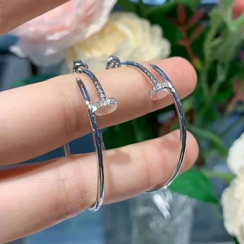Moissanite Earrings Real 925 Sterling Silver Large Hoop Earrings for Women D Color VVS1 Lab Diamond Wedding Stud Fine Jewelry