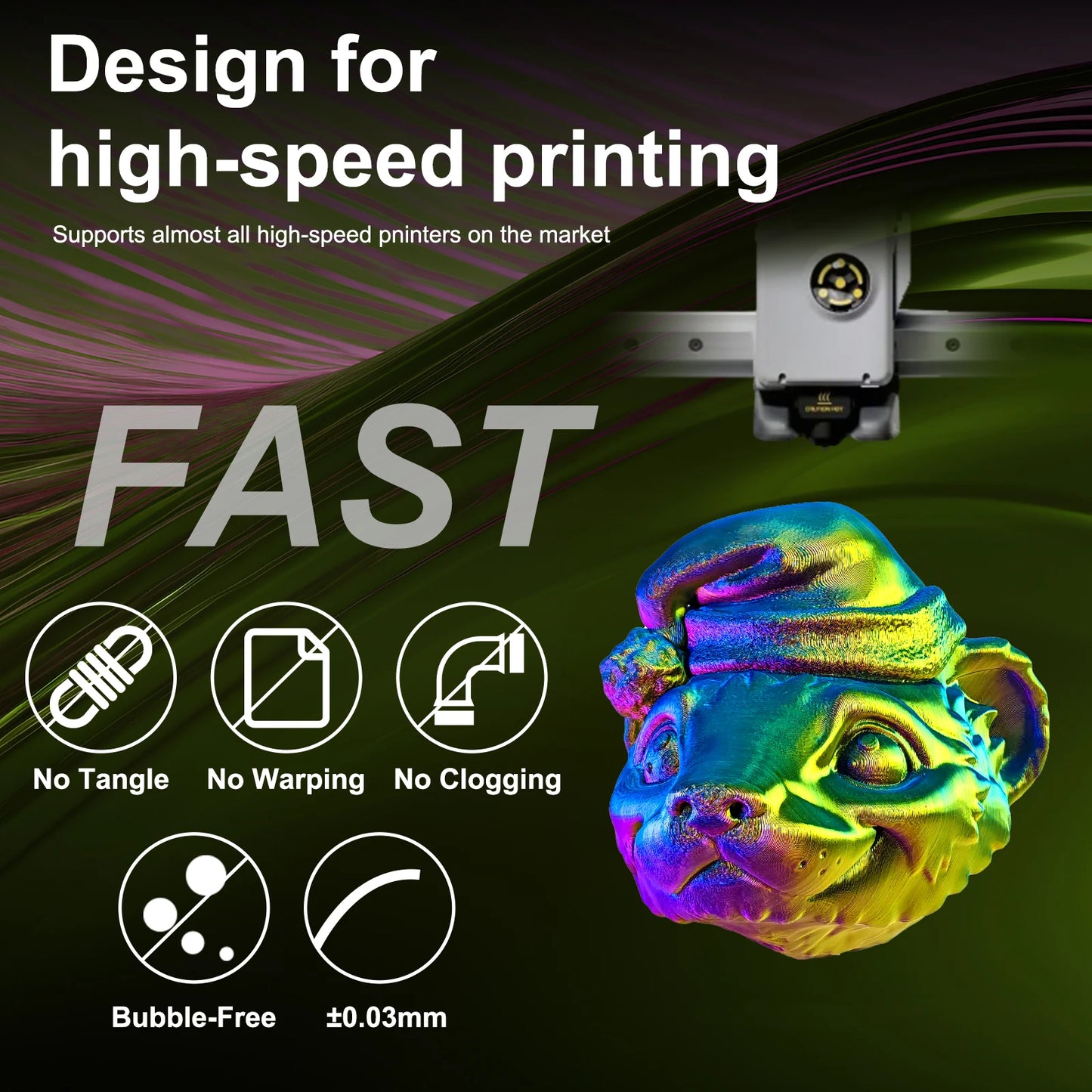 ERYONE 1/3/5KG Triple Color Silk PLA Premium Filament 3D Print Big Sale,Multicolor Available,1kg silk pla triple color filament