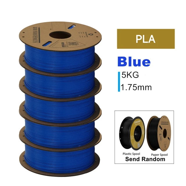 KINGROON 3D Printer Filament PLA PETG TPU ABS 5KG Bundle Black White Gray 1.75mm No bubbles Plastic 5 roll 1kg , Random Spool