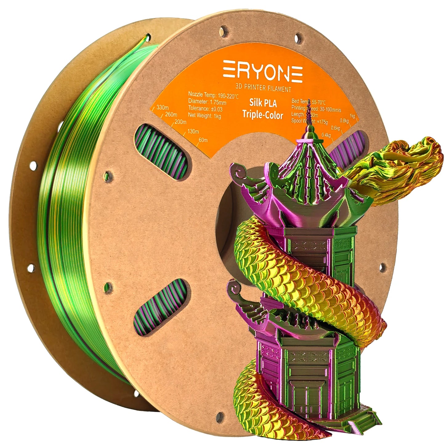 ERYONE 1/3/5KG Triple Color Silk PLA Premium Filament 3D Print Big Sale,Multicolor Available,1kg silk pla triple color filament
