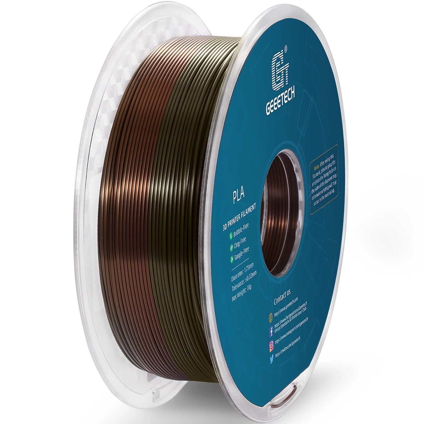 GEEETECH 10Kg 3d Silk PLA Filament 1.75mm Spool Wire For 3D Printer Material,Safety, Vacuum packaging