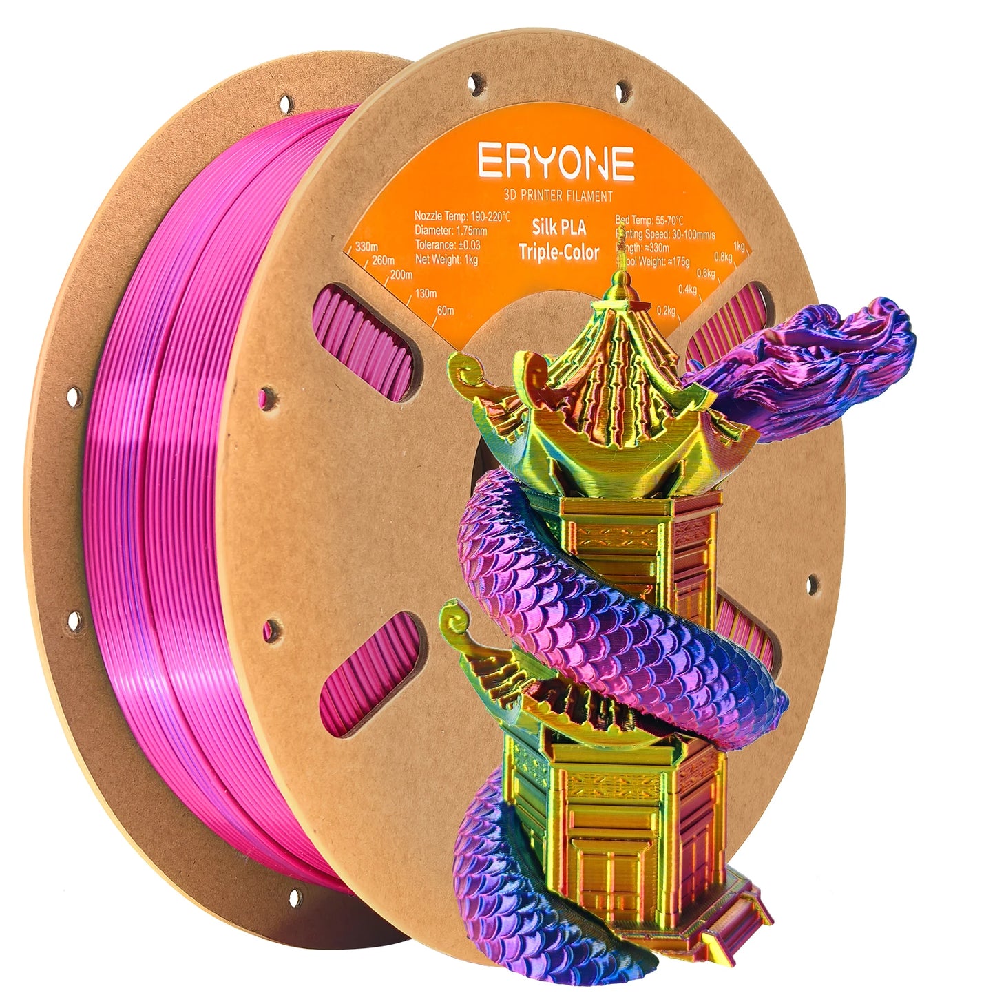 ERYONE 1/3/5KG Triple Color Silk PLA Premium Filament 3D Print Big Sale,Multicolor Available,1kg silk pla triple color filament