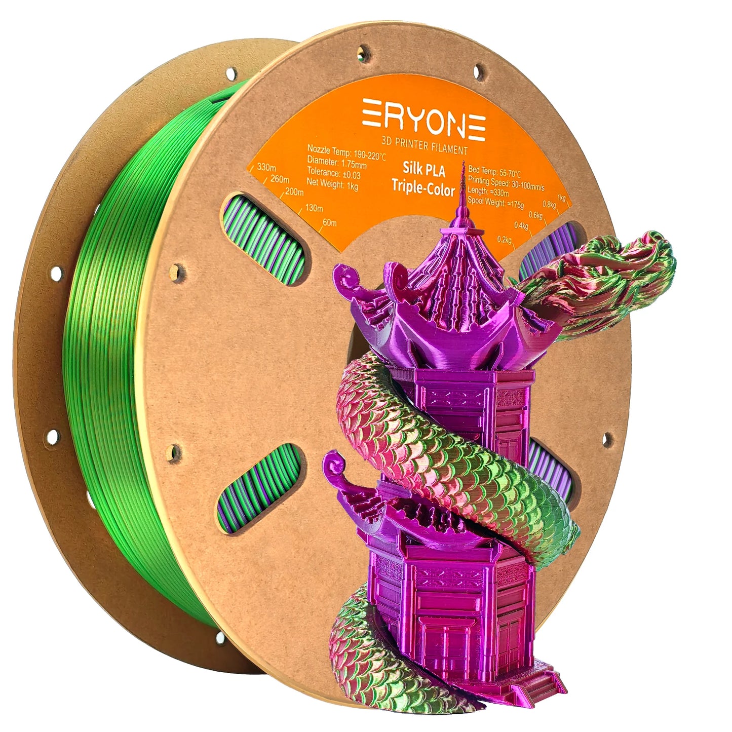 ERYONE 1/3/5KG Triple Color Silk PLA Premium Filament 3D Print Big Sale,Multicolor Available,1kg silk pla triple color filament