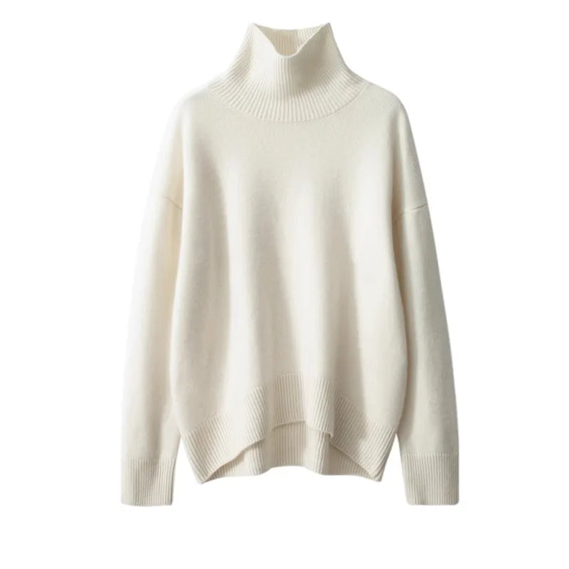 2024 Autumn and Winter New Thick Cashmere Sweater Women High Neck Pullover Sweater Warm Loose Knitted Base Sweater Jacket Tops