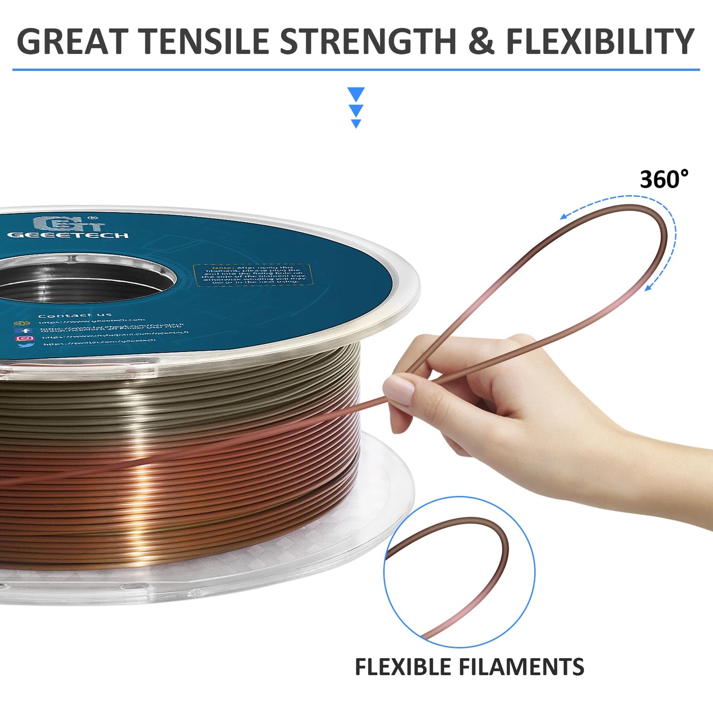 GEEETECH 10Kg 3d Silk PLA Filament 1.75mm Spool Wire For 3D Printer Material,Safety, Vacuum packaging