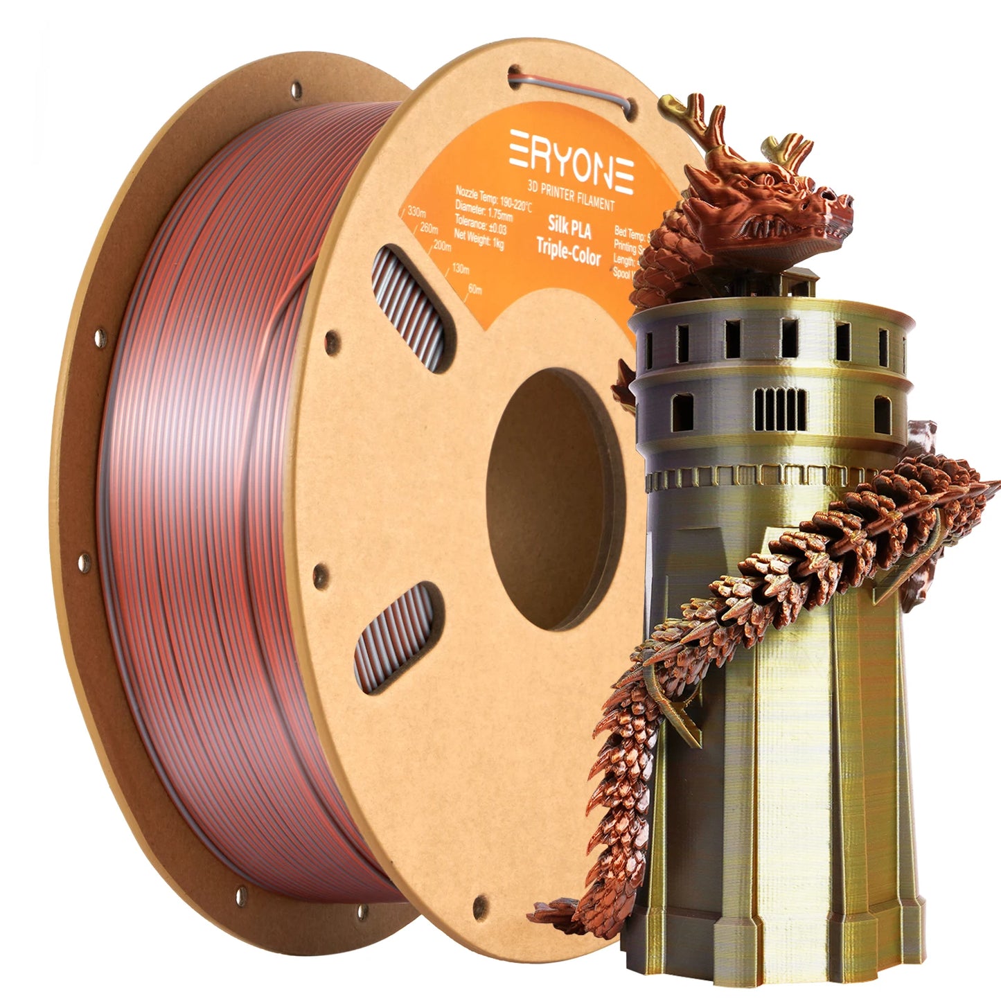 ERYONE 1/3/5KG Triple Color Silk PLA Premium Filament 3D Print Big Sale,Multicolor Available,1kg silk pla triple color filament