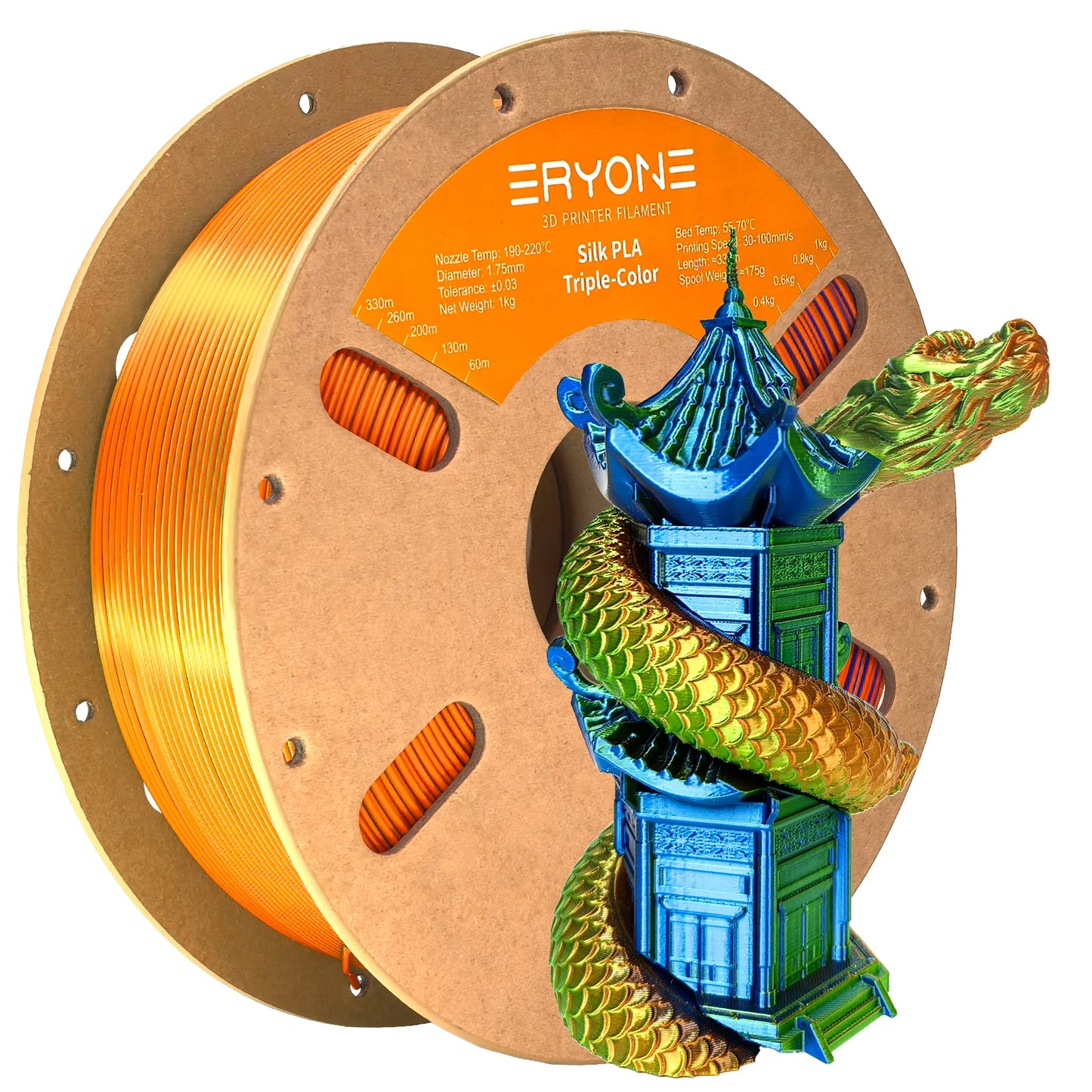 ERYONE 1/3/5KG Triple Color Silk PLA Premium Filament 3D Print Big Sale,Multicolor Available,1kg silk pla triple color filament