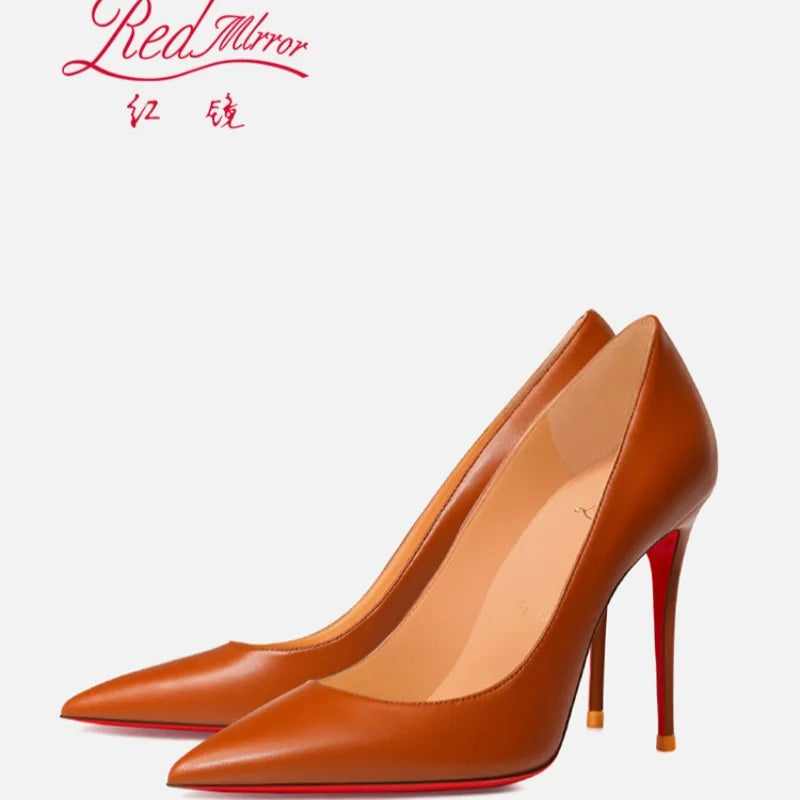 Shoes For Women 2025 Trend Leather Luxury Red Bottoms High Heels 12cm Pointed Toe Stiletto Pumps Comfortable Party Wedding Shoes