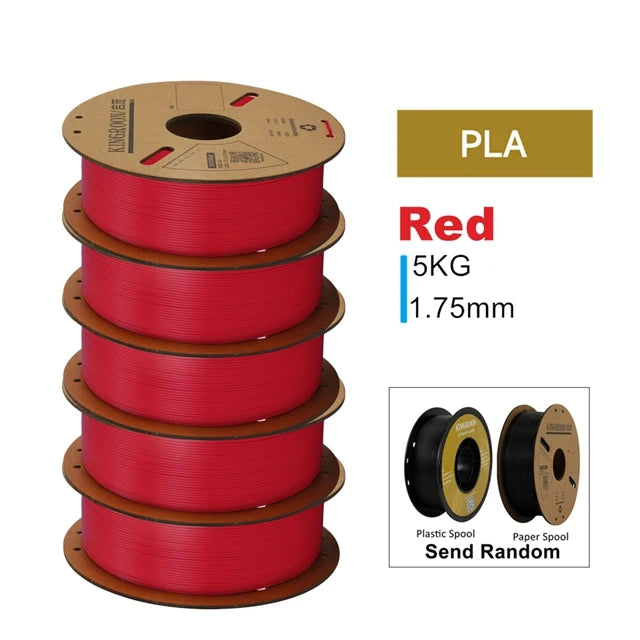 KINGROON 3D Printer Filament PLA PETG TPU ABS 5KG Bundle Black White Gray 1.75mm No bubbles Plastic 5 roll 1kg , Random Spool
