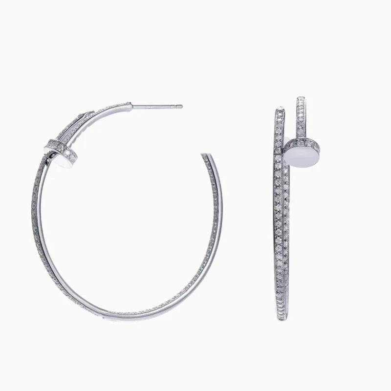 Moissanite Earrings Real 925 Sterling Silver Large Hoop Earrings for Women D Color VVS1 Lab Diamond Wedding Stud Fine Jewelry